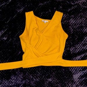 Yellow Mustard Wrap Crop Top